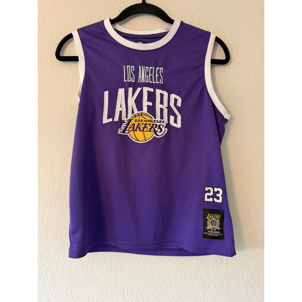 Official NBA Boy's Purple Los Angeles Lakers Stitched Jersey James 23 Size 14